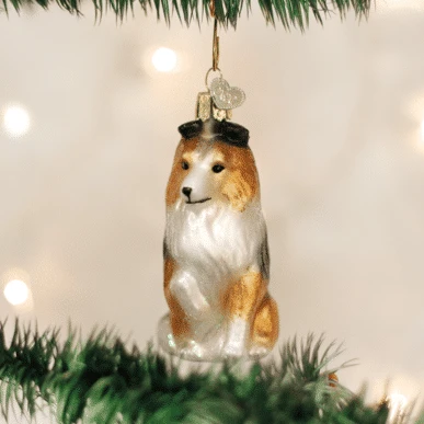 Old World Christmas Sheltie Blown Glass Ornament 3 Old World Christmas Sheltie Blown Glass Ornament