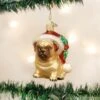 Holly Hat Pug Ornament Old World Christmas 2 Holly Hat Pug Ornament Old World Christmas -Glitter Shop 12430 Pug Holly Hat