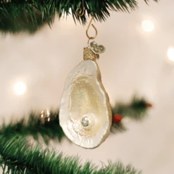Old World Christmas Blown Glass Oyster With Pearl Ornament