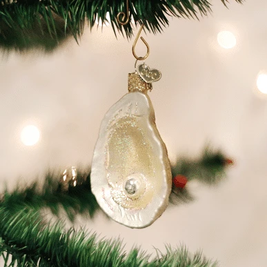 Old World Christmas Blown Glass Oyster With Pearl Ornament 3 Old World Christmas Blown Glass Oyster With Pearl Ornament