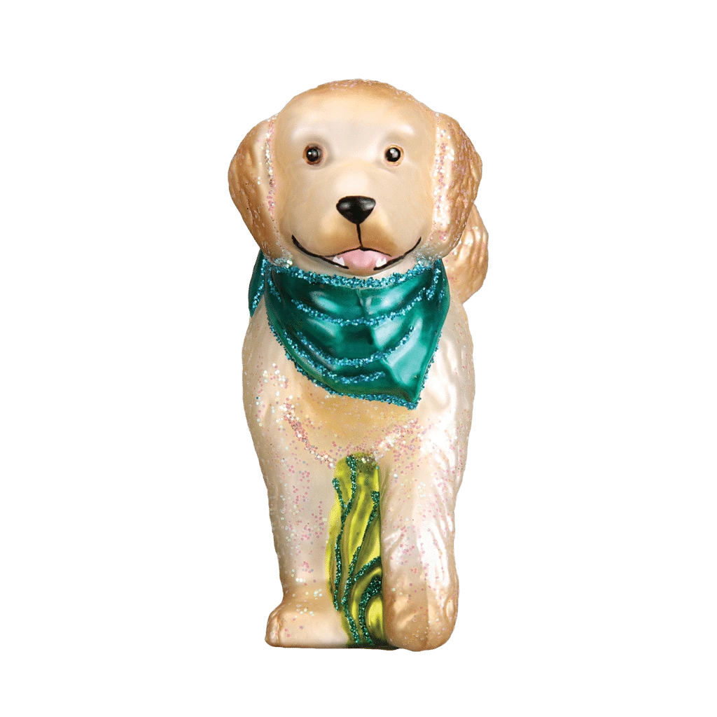 Old World Christmas Blown Glass Doodle Dog Ornament 4 Old World Christmas Blown Glass Doodle Dog Ornament - Image 2