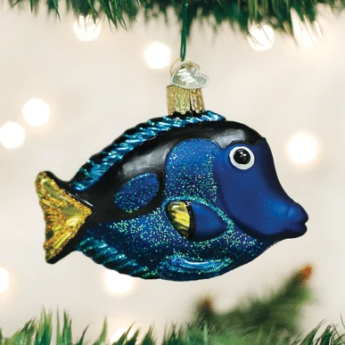 Old World Christmas Blown Glass Pacific Blue Tang Ornament 3 Old World Christmas Blown Glass Pacific Blue Tang Ornament