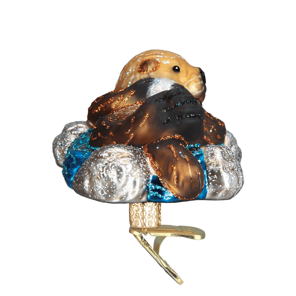 Old World Christmas Blown Glass Floating Sea Otter Clip-on Ornament 4 Old World Christmas Blown Glass Floating Sea Otter Clip-on Ornament - Image 2
