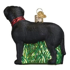 Standing Black Lab Ornament Old World Christmas -Glitter Shop 12509 Back Black Lab Ornament