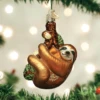 Old World Christmas Blown Glass Sloth Ornament -Glitter Shop 12523 387x