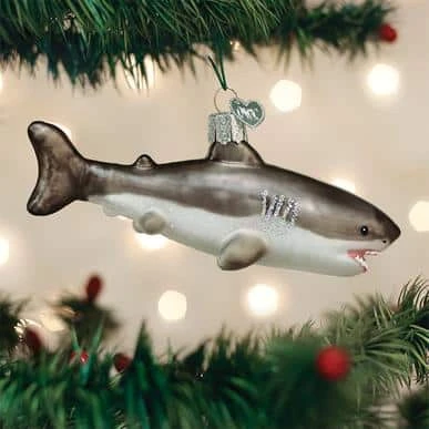 Old World Christmas Blown Glass Great White Shark Ornament 3 Old World Christmas Blown Glass Great White Shark Ornament