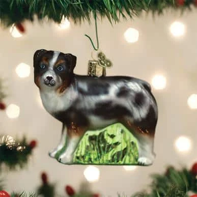 Old World Christmas Blown Glass Australian Shepherd Ornament 3 Old World Christmas Blown Glass Australian Shepherd Ornament