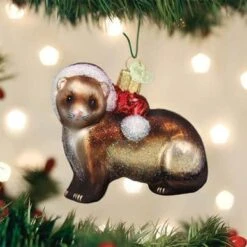 Old World Christmas Blown Glass Christmas Ferret Ornament