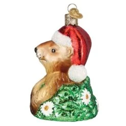 Santa Groundhog Ornament Old World Christmas -Glitter Shop 12661 Santa Groundhog Ornament Side
