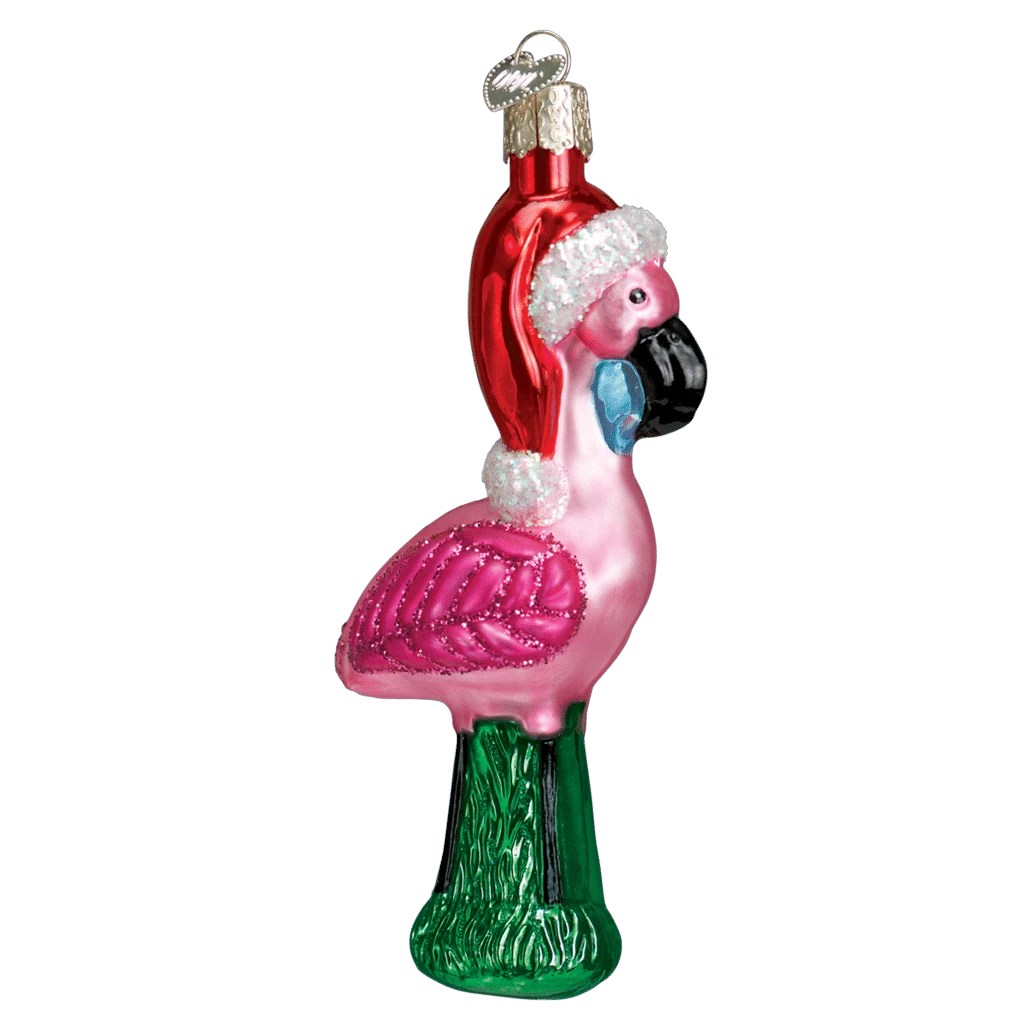 Old World Christmas Blown Glass Yard Flamingo Ornament 4 Old World Christmas Blown Glass Yard Flamingo Ornament - Image 2