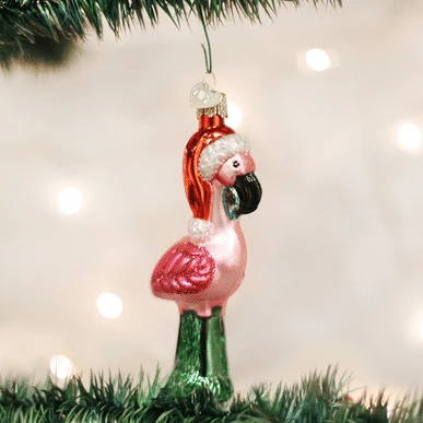 Old World Christmas Blown Glass Yard Flamingo Ornament 3 Old World Christmas Blown Glass Yard Flamingo Ornament