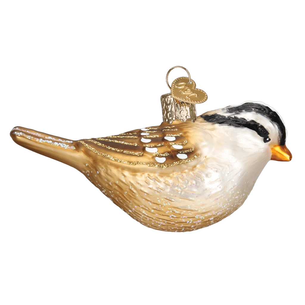 Old World Christmas Blown Glass White Crowned Sparrow Ornament 4 Old World Christmas Blown Glass White Crowned Sparrow Ornament - Image 2
