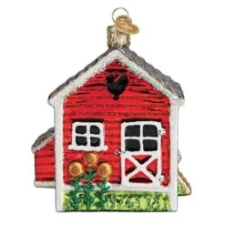 Old World Christmas Blown Glass Chicken Coop -Glitter Shop 16128 4 1024x