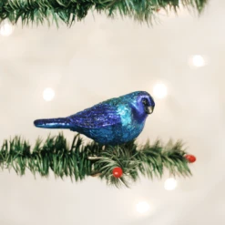 Old World Christmas Blown Glass Indigo Bunting Clip-On Ornament