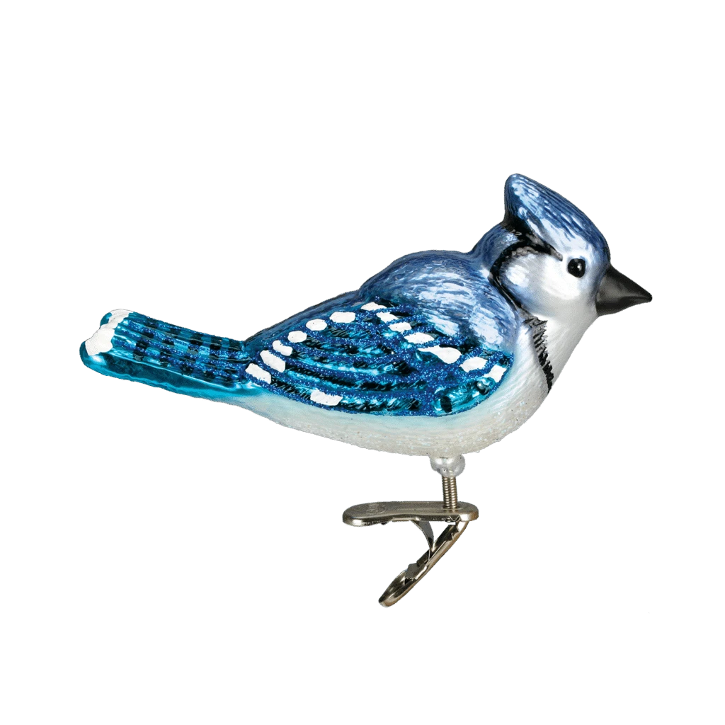 Old World Christmas Blown Glass Bright Blue Jay Clip-On Ornament 4 Old World Christmas Blown Glass Bright Blue Jay Clip-On Ornament - Image 2