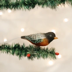 Old World Christmas Blown Glass Robin Clip-On Ornament