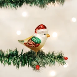 Old World Christmas Blown Glass Santa Bird Clip-On Ornament