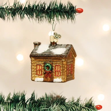 Old World Christmas Blown Glass Log Cabin Ornament 3 Old World Christmas Blown Glass Log Cabin Ornament