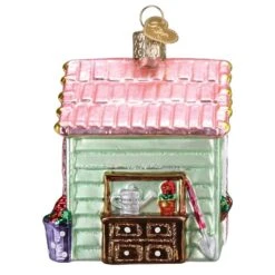 She Shed Ornament Old World Christmas 6 She Shed Ornament Old World Christmas -Glitter Shop 20139 She Shed Ornament Side