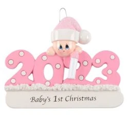 2023 Baby's 1st Christmas Ornaments Personalized -Glitter Shop 2023 Babys 1st Christmas Ornaments Personalized Pink