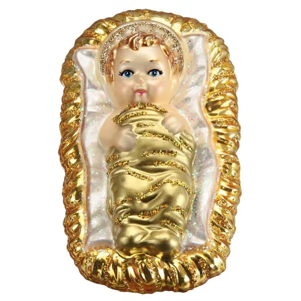 Baby Jesus In Manger Ornament Old World Christmas 4 Baby Jesus In Manger Ornament Old World Christmas - Image 2