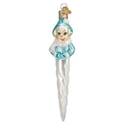 Frosty Elf Icicle Ornament Old World Christmas -Glitter Shop 24230 Frosty Elf Icicle Ornament Close Up