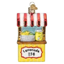 Lemonade Stand Ornament Old World Christmas -Glitter Shop 28145 Lemonade Stand Ornament Close Up