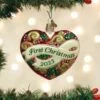2023 First Christmas Heart Ornament Old World Christmas -Glitter Shop 30065 2023 First Christmas Heart Ornament