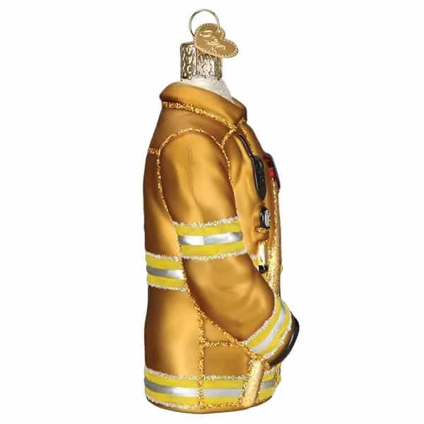 Old World Christmas Blown Glass Firefighter's Coat Ornament 5 Old World Christmas Blown Glass Firefighter's Coat Ornament - Image 3