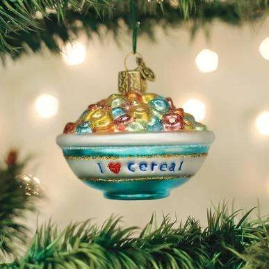 Old World Christmas Blown Glass Bowl Of Cereal Ornament 3 Old World Christmas Blown Glass Bowl Of Cereal Ornament