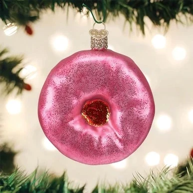 Pink Frosted Donut Ornament Old World Christmas 3 Pink Frosted Donut Ornament Old World Christmas