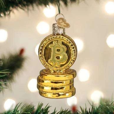 Old World Christmas Blown Glass Bitcoin Ornament 3 Old World Christmas Blown Glass Bitcoin Ornament