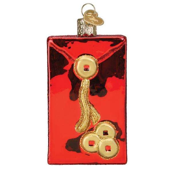 Old World Christmas Blown Glass Lucky Red Envelope Ornament 4 Old World Christmas Blown Glass Lucky Red Envelope Ornament - Image 2