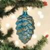 Blue Ponderosa Pine Cone Ornament Old World Christmas -Glitter Shop Blue Ponderosa Pine Cone Ornament Old World Christmas