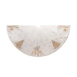 Glittered Christmas Tree Deer Tree Skirt 72"