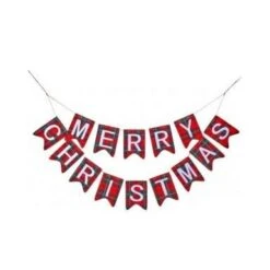 Plaid "Merry Christmas" Pennant Decoration