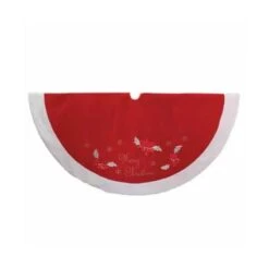 Merry Christmas Poinsettia Tree Skirt 72"
