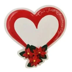 Poinsettia Heart First Christmas Together Ornament