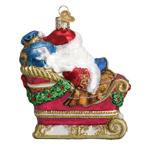 Santa In Sleigh Ornament Old World Christmas 4 Santa In Sleigh Ornament Old World Christmas - Image 2