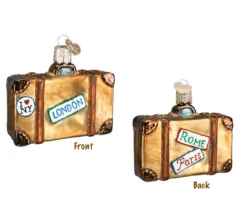 Suitcase Ornament Old World Christmas 7 Suitcase Ornament Old World Christmas -Glitter Shop Suitcase Ornament Old World Christmas Back and Front
