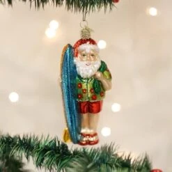 Surfer Santa Ornament Old World Christmas
