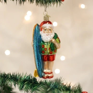 Surfer Santa Ornament Old World Christmas 3 Surfer Santa Ornament Old World Christmas