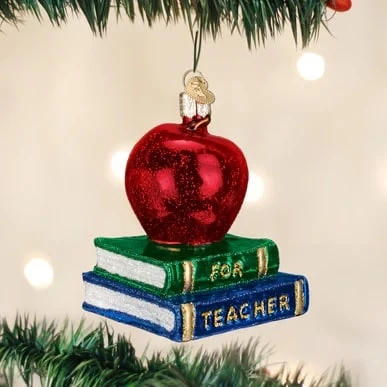 Teacher's Apple Ornament Old World Christmas 3 Teacher's Apple Ornament Old World Christmas