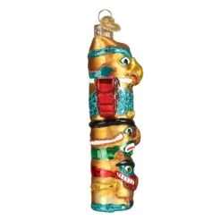 Totem Pole Ornament Old World Christmas -Glitter Shop Totem Pole Ornament Old World Christmas Side