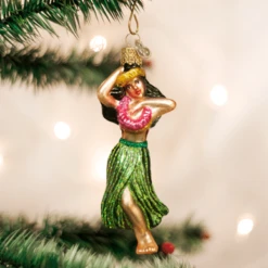 Old World Christmas Hula Dancer Blown Glass Ornament