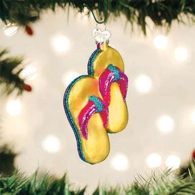 Yellow Flip-flops Ornament Old World Christmas 3 Yellow Flip-flops Ornament Old World Christmas