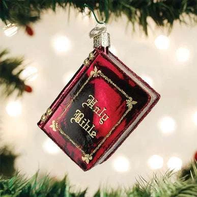 Red Holy Bible Ornament Old World Christmas 3 Red Holy Bible Ornament Old World Christmas
