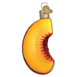 Old World Christmas Blown Glass Peach Slice Ornament -Glitter Shop image 137