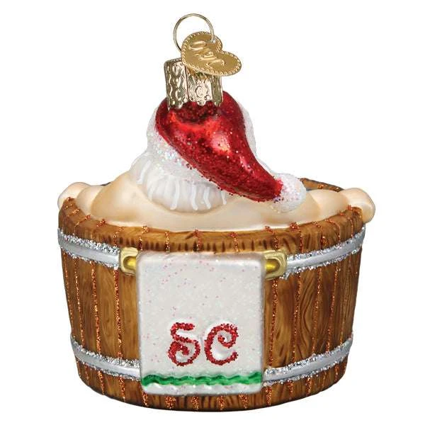 Santa's Hot Tub Ornament Old World Christmas 4 Santa's Hot Tub Ornament Old World Christmas - Image 2
