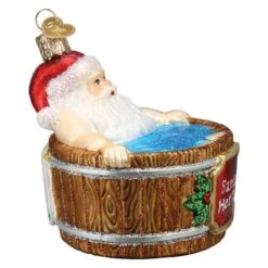 Santa's Hot Tub Ornament Old World Christmas 7 Santa's Hot Tub Ornament Old World Christmas -Glitter Shop image 139 2